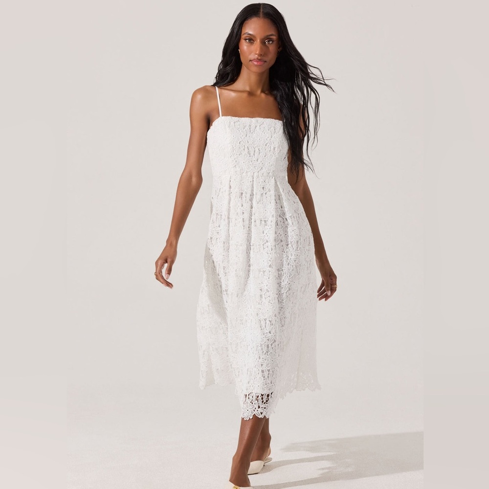 ASTR The Label Lace Midi White Dress